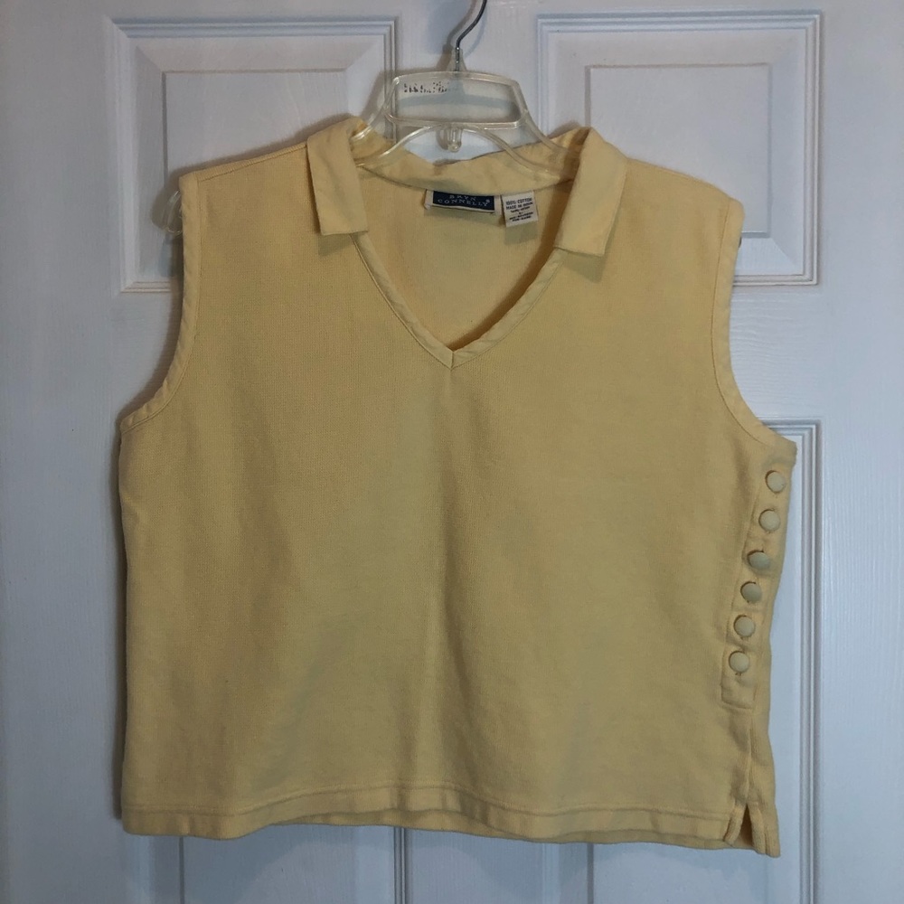 Bryn Connelly Vintage Sleeveless V-Neck with Collar Crop Top  Size L